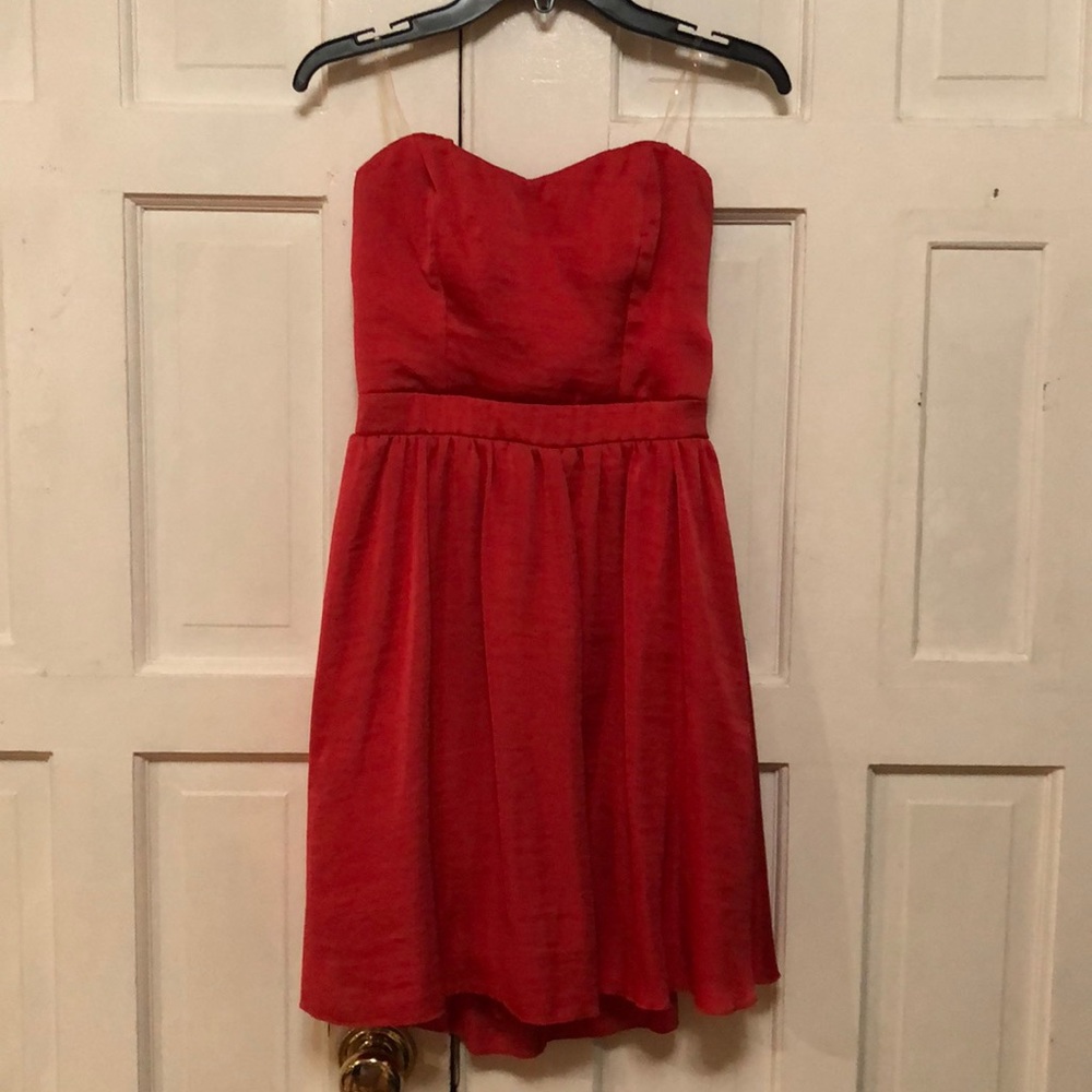 Red Strapless Formal Dress